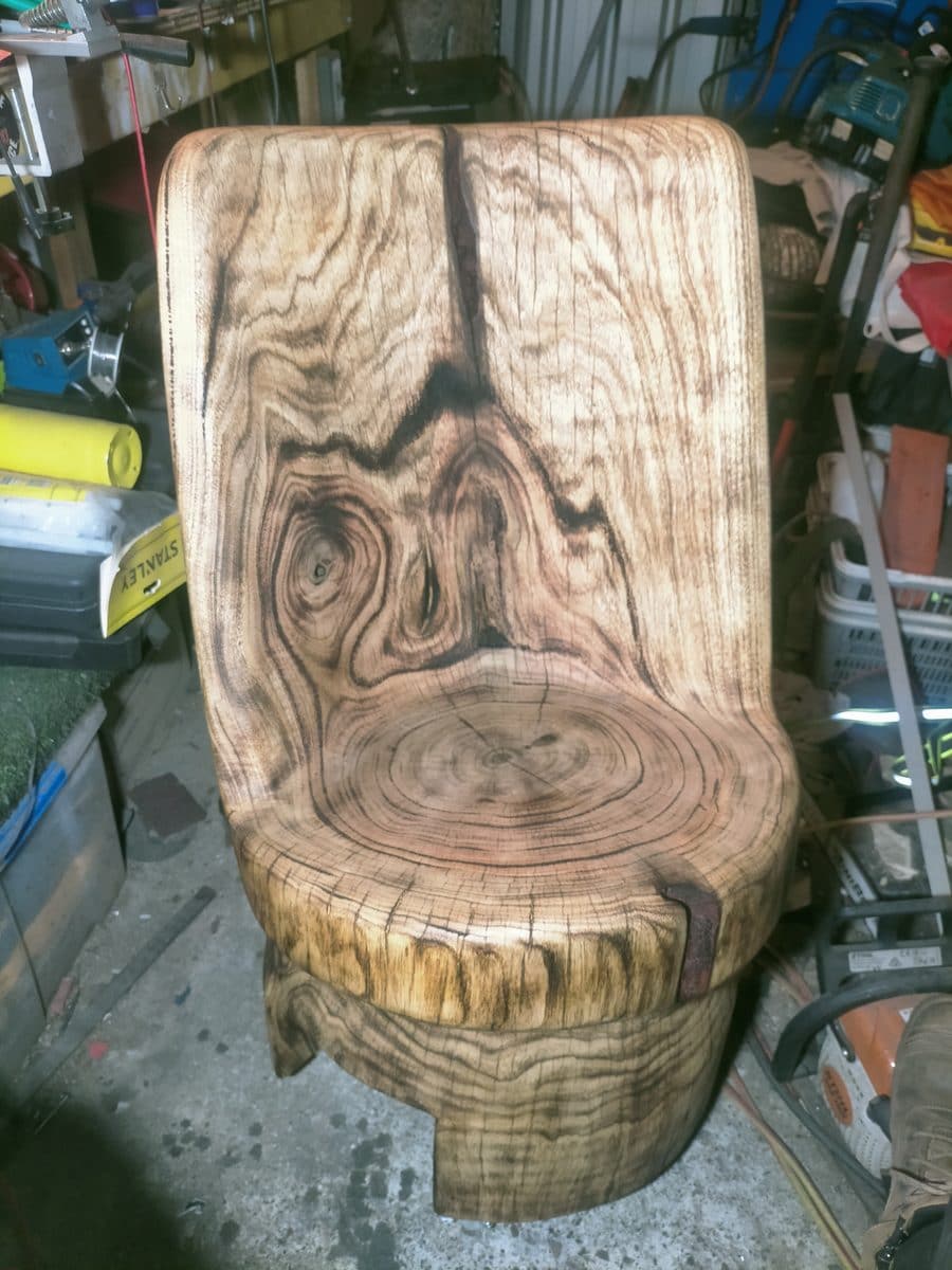 Hand-carved timber chair