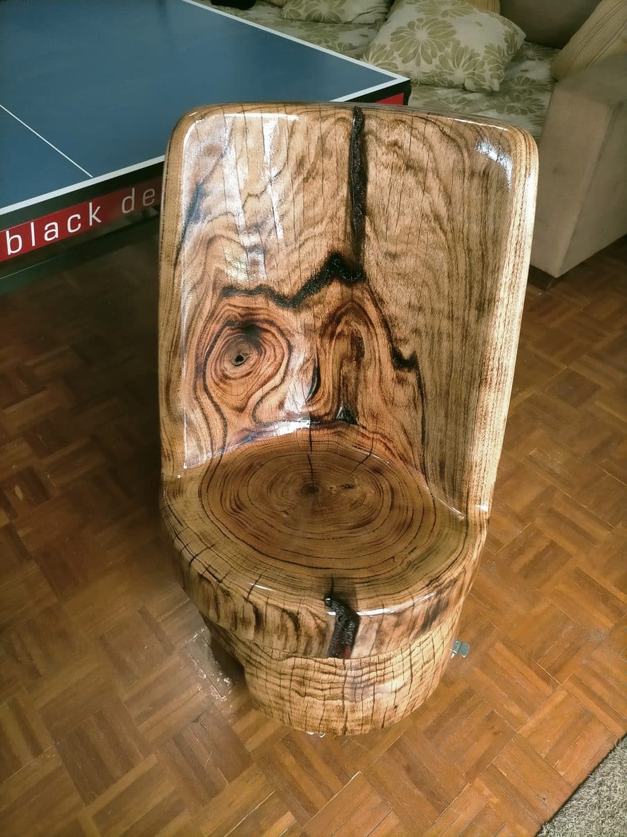 Hand-carved timber chair